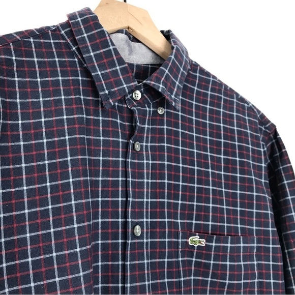 LACOSTE Plaid Checkered Button Up 42 / L - Picture 5 of 15